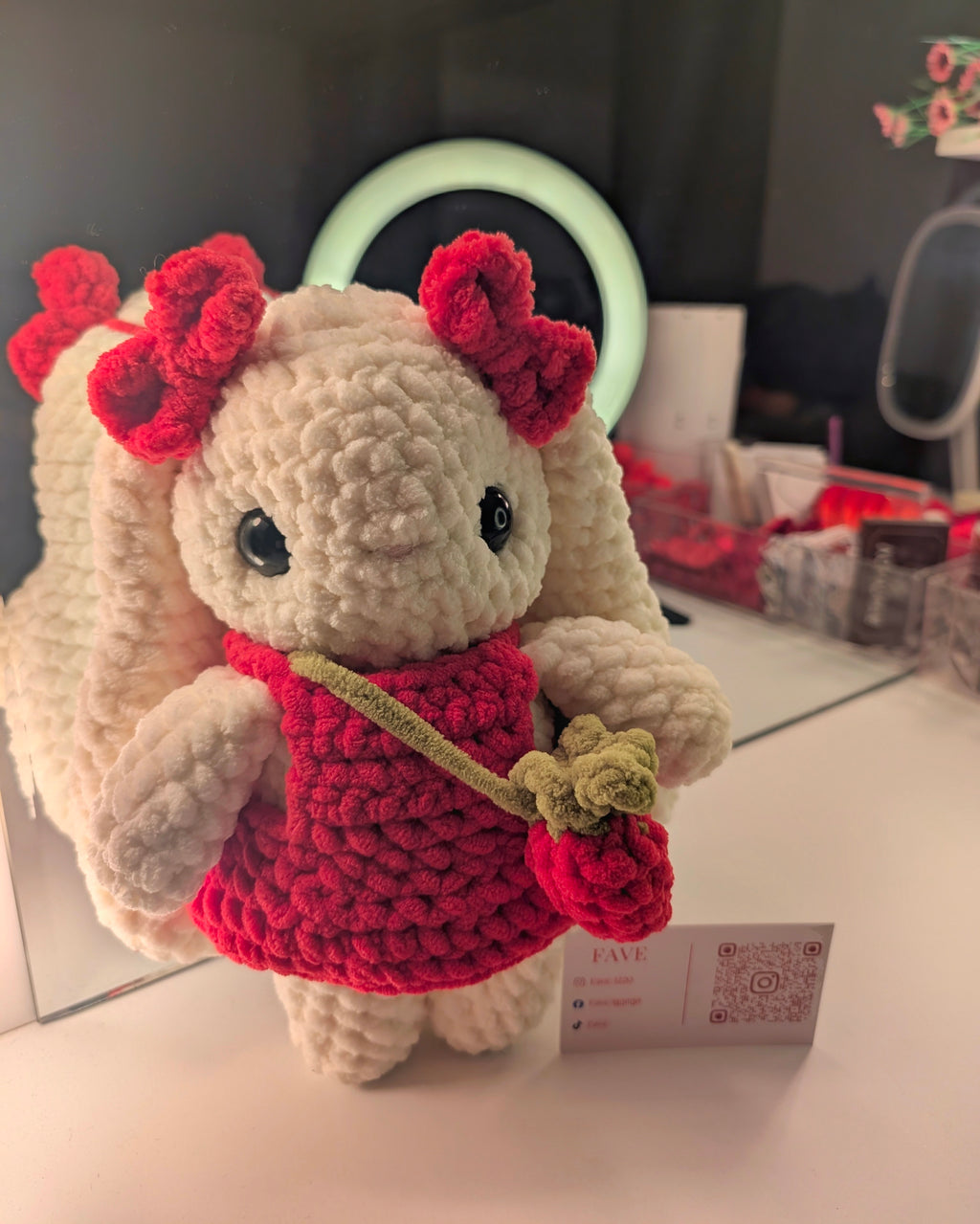🐇 Crochet Bunny with Red Dress